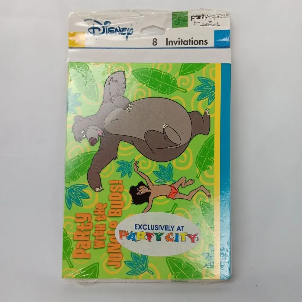 Disney Hallmark Jungle Book 8 Party Invitations New Sealed Discontinued USA